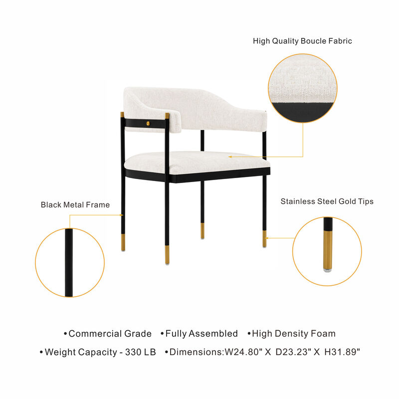 Lia Cream Dining Arm Chairs (Set of 2)