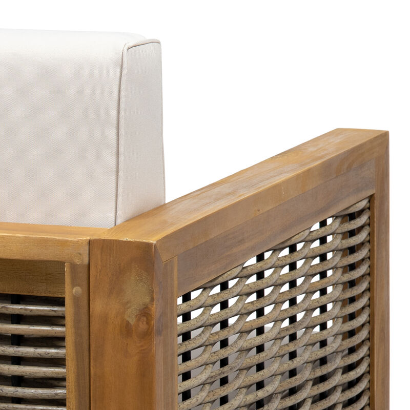 Merax  Outdoor Acacia Wood Club Chair with Wicker Accents Set of 2