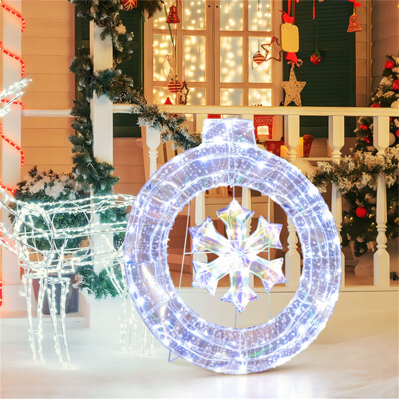 Snowflake Wreath with LED Lights for Christmas Front Door Decoration image number 5