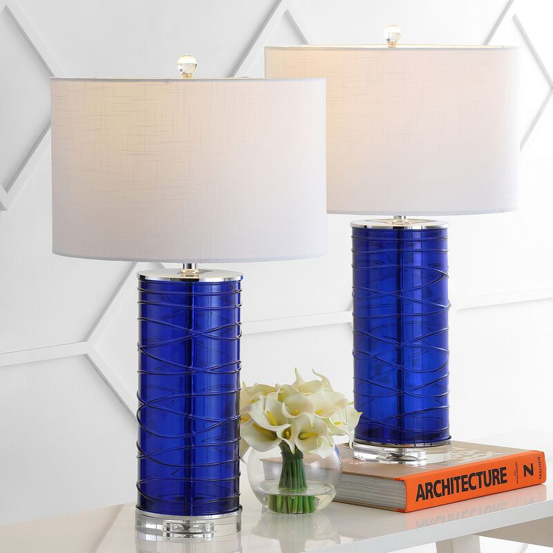 Cole Modern Fused Glass Cylinder LED Table Lamp (Set of 2)