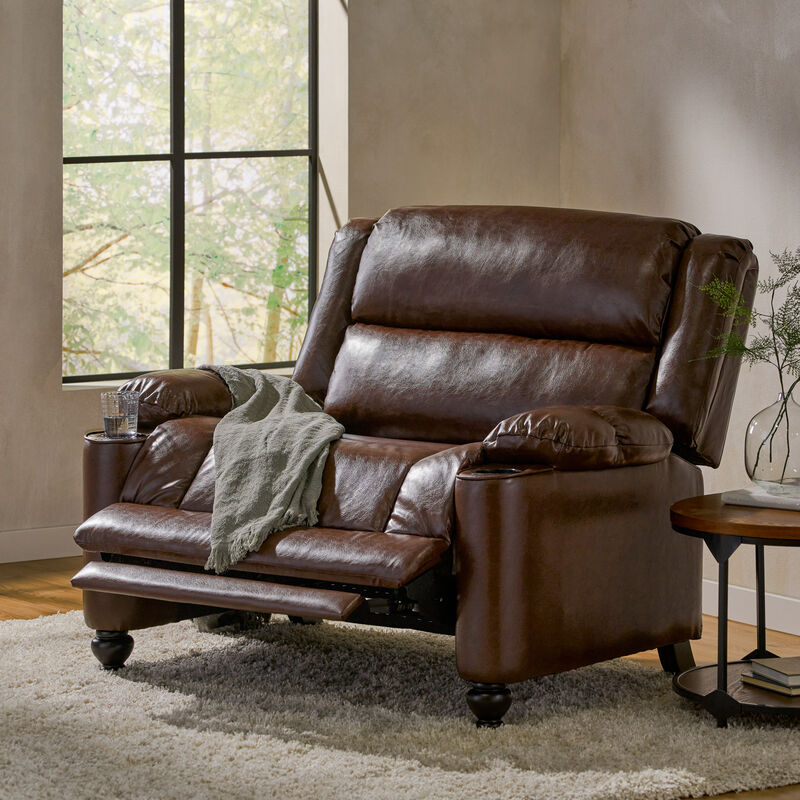 Merax Oversized Faux Leather Recliner with Dual Armrest Cup Holders & Adjustable Recline image number 1