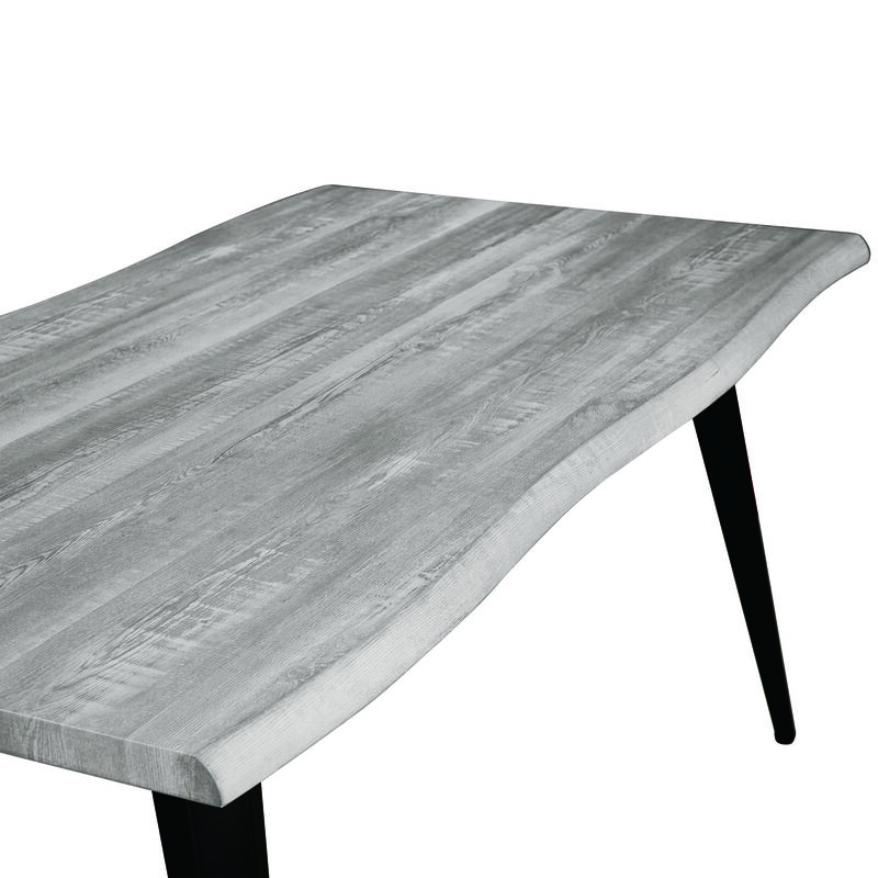 LeisureMod Ravenna Modern Rectangular Wood 63" Dining Table With Metal Legs