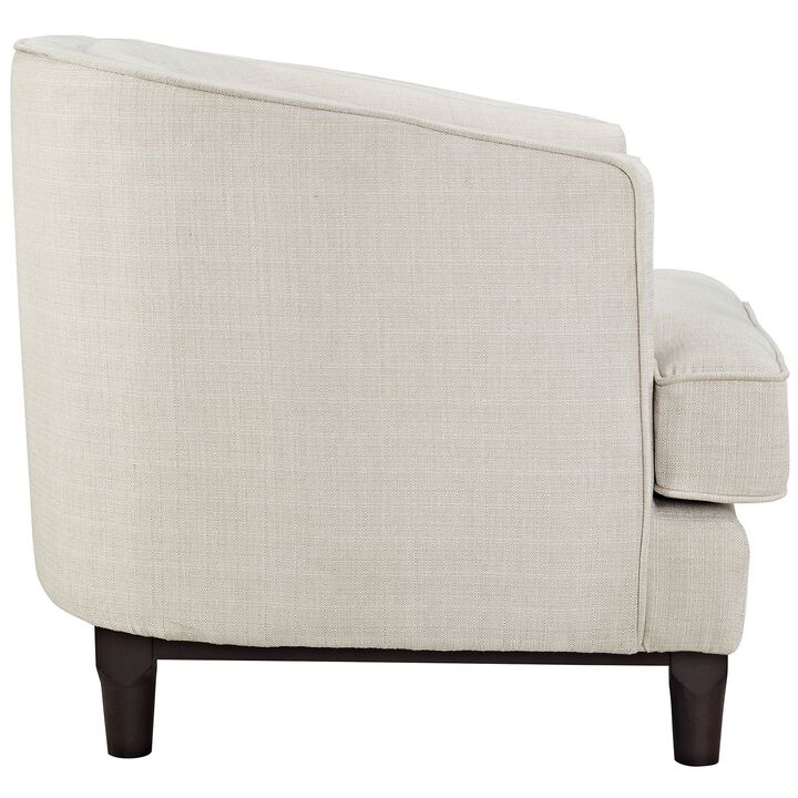 Modway Coast Fabric Upholstered Fabric Contemporary Modern Accent Arm Lounge Chair in Beige