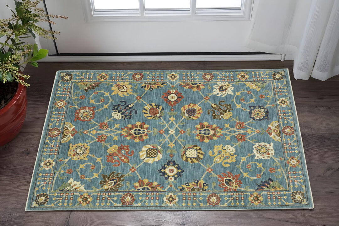 HomeRoots Oriental Area Rug With Fringe