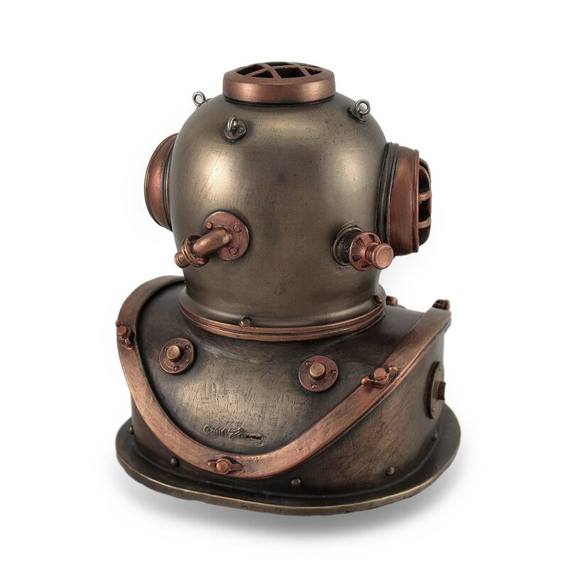 Bronze And Copper Finish Mark V Dive Helmet Desk Clock image number 2