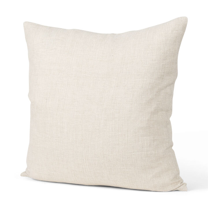 HomeRoots 22" Cream Linen Throw Pillow Cover with Texture
