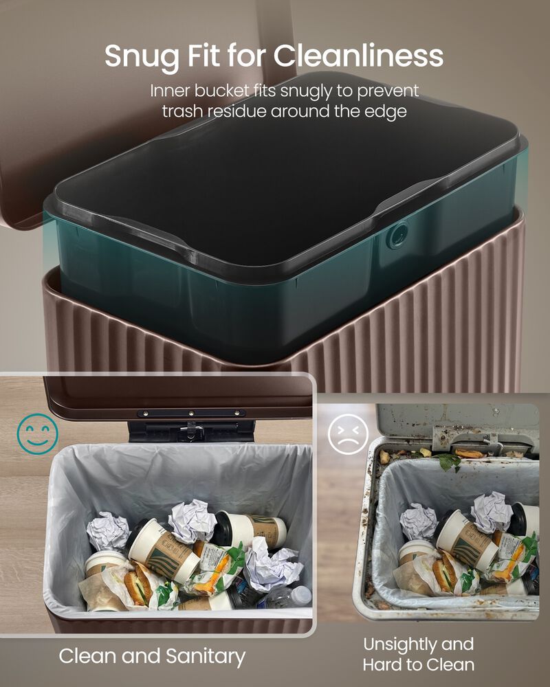 50 Liter Stainless Steel Trash Can with Lid Removable Inner Bucket image number 5