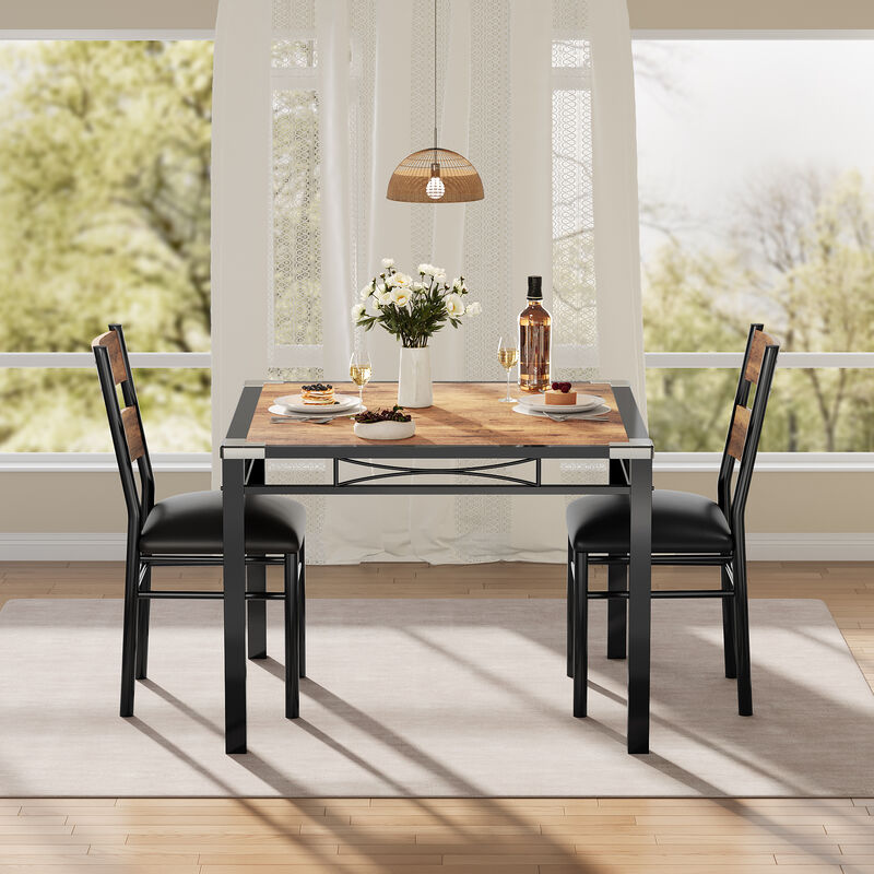 Space Saving 3-Piece Dining Table Set. Sturdy Wood Table & Padded Chairs with Corner Guards. Compact Design for Apartment Kitchen Breakfast Nook image number 1
