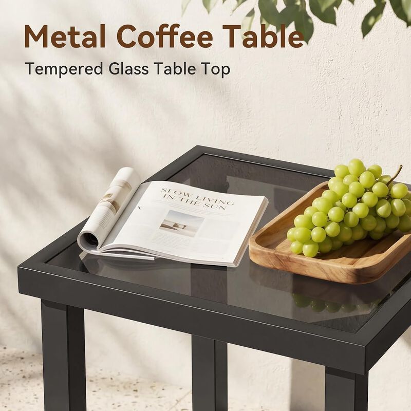17.72" Outdoor Square End Table with Water-Resistant Top image number 2