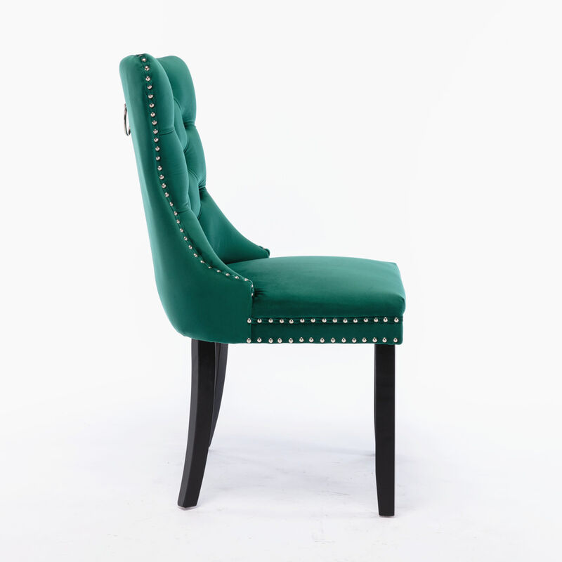 Streamdale Contemporary Green Velvet Dining Chair Set image number 3