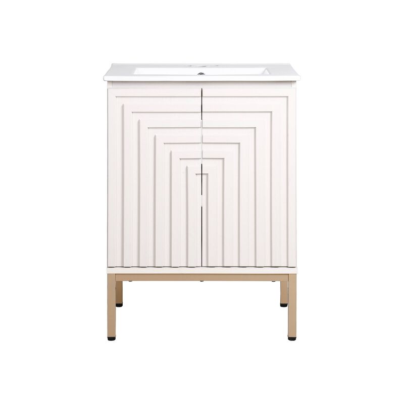 Rowan 24 in. W x 18 in. D x 33 in. H Geometric Modern Transitional 2-Shelf Bath Vanity Cabinet Only (Sink Basin Not Included)