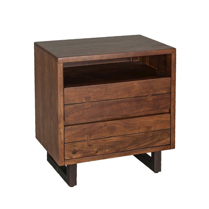 World Interiors Glenwood Acacia Wood Live Edge Night Chest