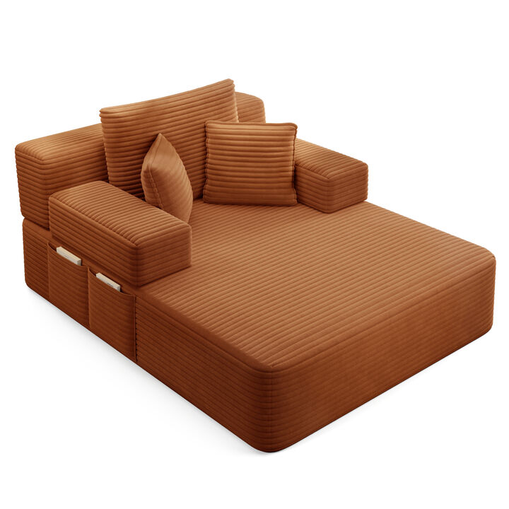 Kopbud Corduroy Chaise Lounge Sofa Bed