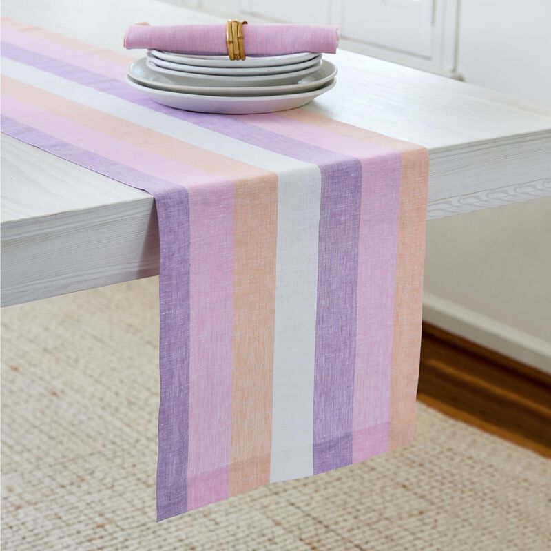 Solino Home 100% Pure Linen Table Runner - Gelato Stripe