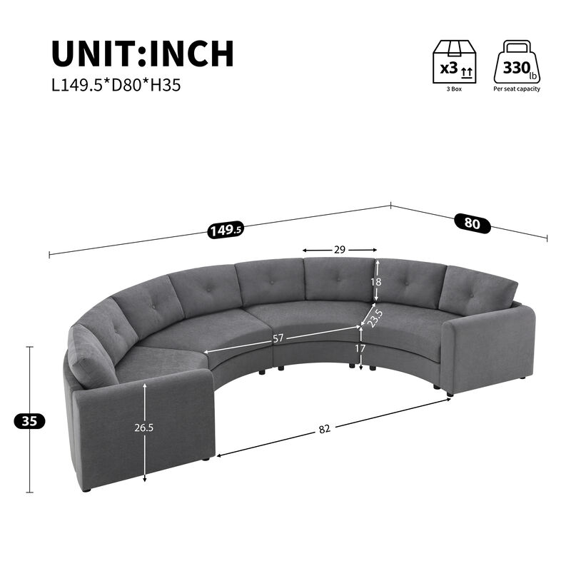 Merax Curved Modular Sectional Sofa with Customizable Layout, High-Resilience Foam & Pocket Spring Seats image number 3