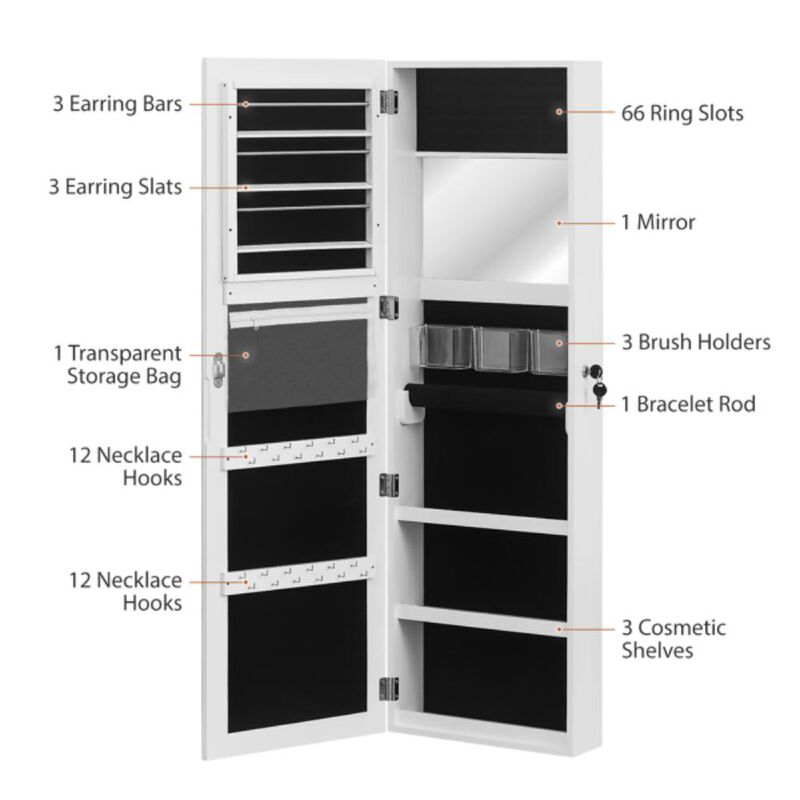 Retro Dressing Mirror Jewelry Cabinet with Storage and Decorative Design