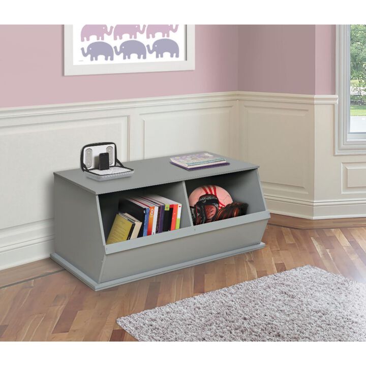 Badger Basket Co. Two Bin Stackable Storage Cubby - Gray