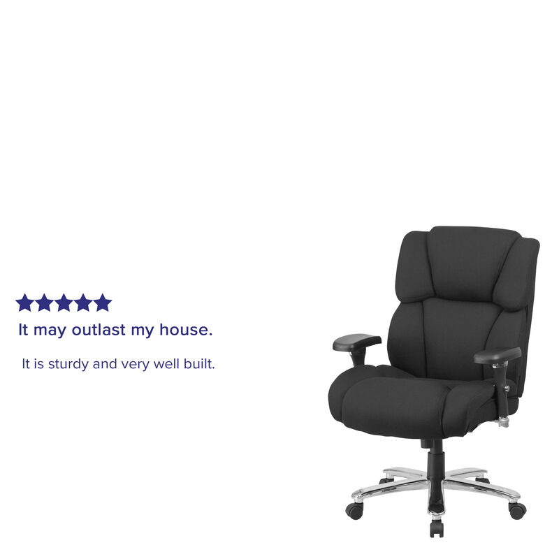 HERCULES Series 24/7 Intensive Use Big & Tall 400 lb. Rated Black Fabric Executive Ergonomic Office Chair with Lumbar Knob image number 4