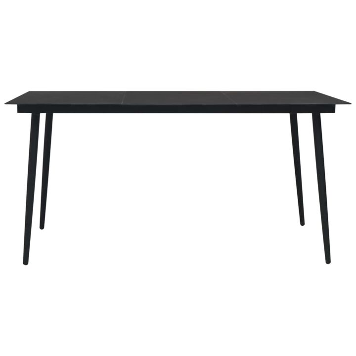 vidaXL Garden Dining Table Black 74.8"x35.4"x29.1" Steel and Glass