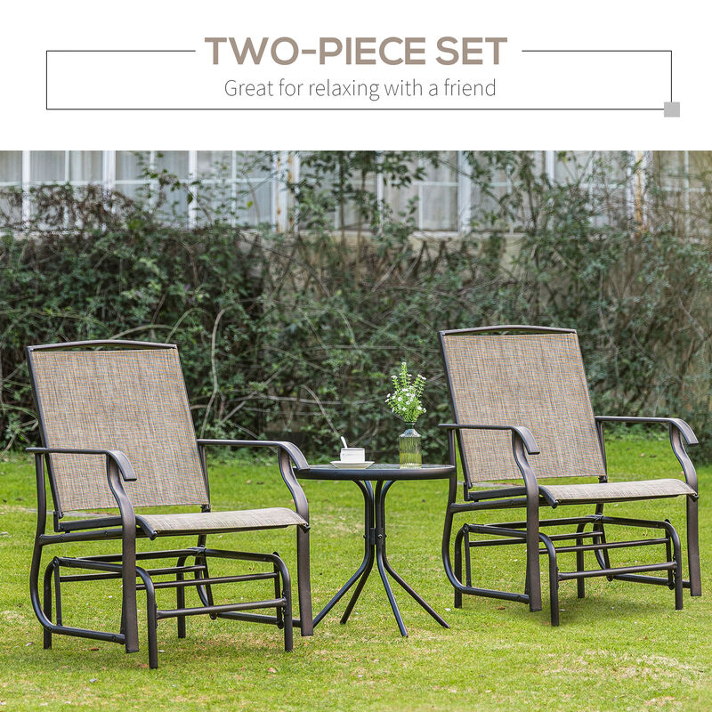 Hivvago 2 Piece Patio Rocking Chair Glider Set with Breathable Mesh image number 7
