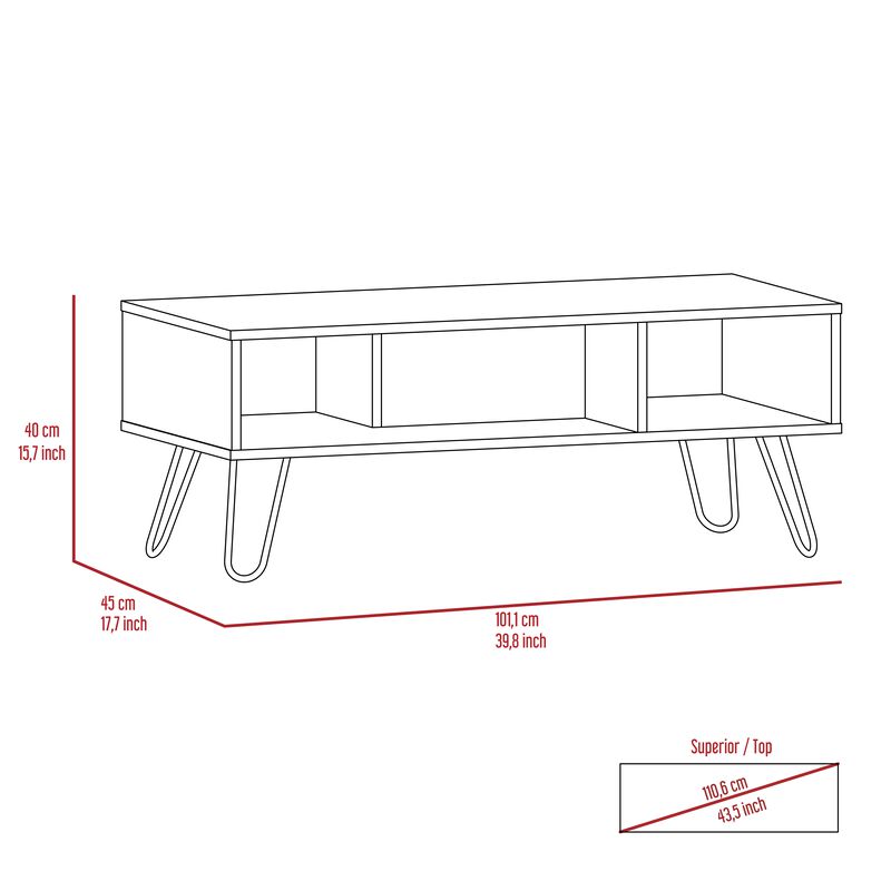 DEPOT E-SHOP Vassel Coffee Table, Four Legs, Two Shelves, White