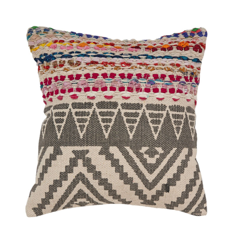 HomeRoots Set of Two Gray Chevron Cotton Throw Pillow image number 2