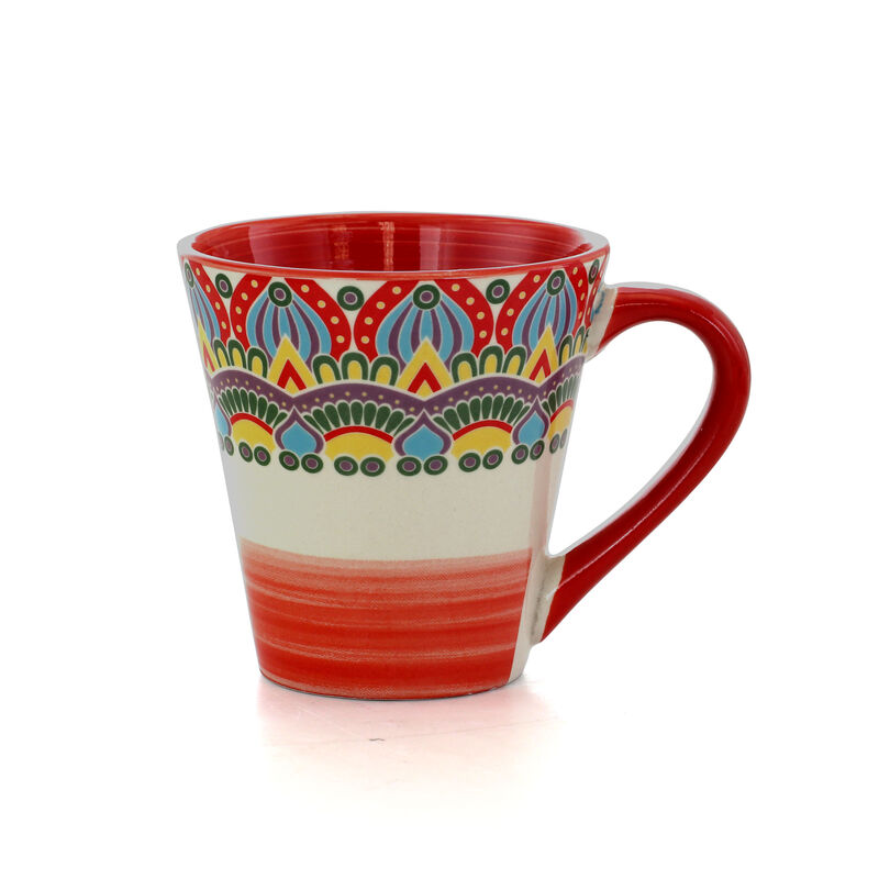 Elama Zen Red Mozaik 16 Piece Luxurious Stoneware Dinnerware with Complete Setting for 4, 16pc