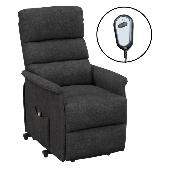 Power Lift Chair for Ease-Loving Adults, Electric Lift Recliner Chair with Remote Control, Side Pockets for Living Room, Black