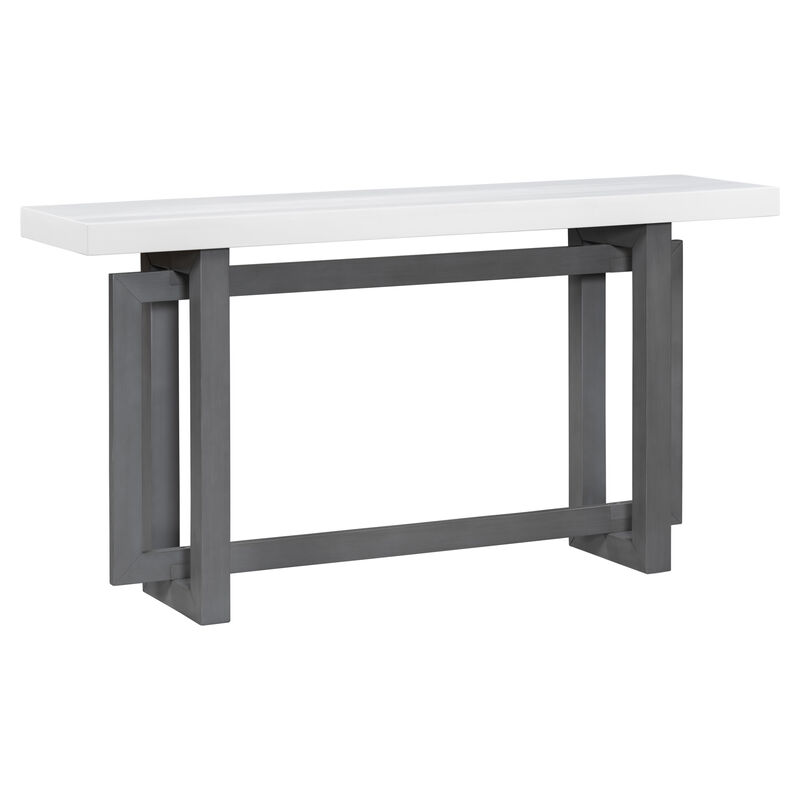 Whisen Contemporary Console Table Entryway Table with Wood Top - White