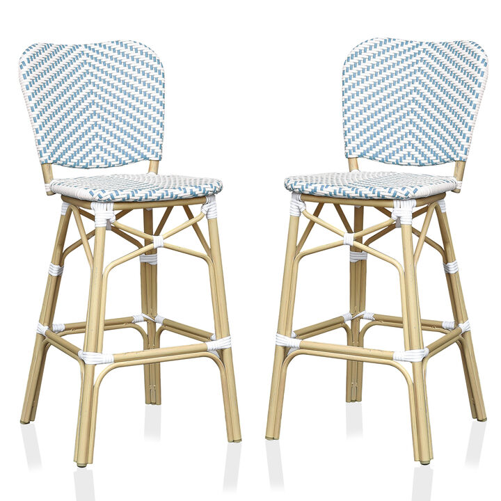 Adino Blue Patio Bar Chairs