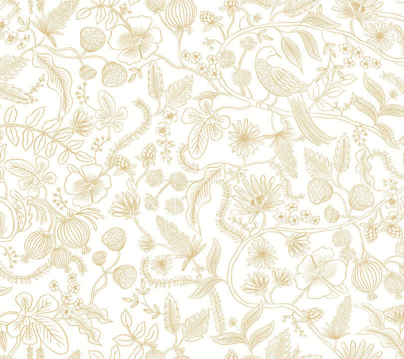 Aviary Off White & Gold Peel & Stick Wallpaper