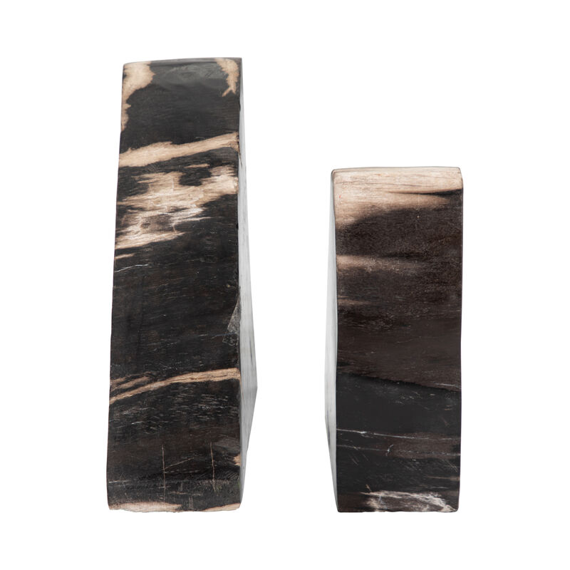 S/2 6" Triangular Petrified Wood Bookends, Natural image number 3