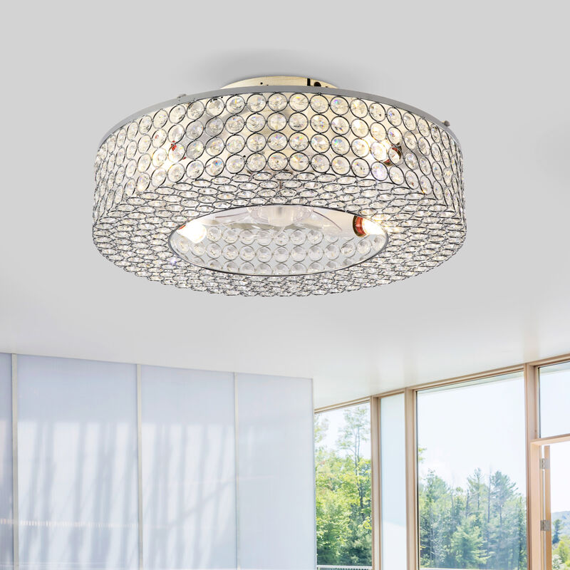 ELEMENT ACE Crystal Flush Mount Ceiling Fan with Remote Control and Light Kit image number 1