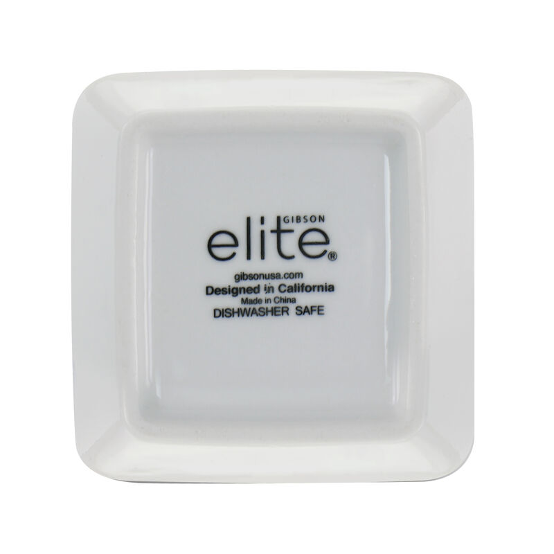 Gibson Elite Gracious Dining 4 Piece Fine Ceramic Tidbit Dish Set with Acacia Wood Base