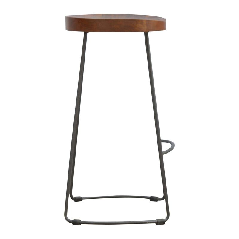 Industrial Bar Stool with Chunky Wood Seat