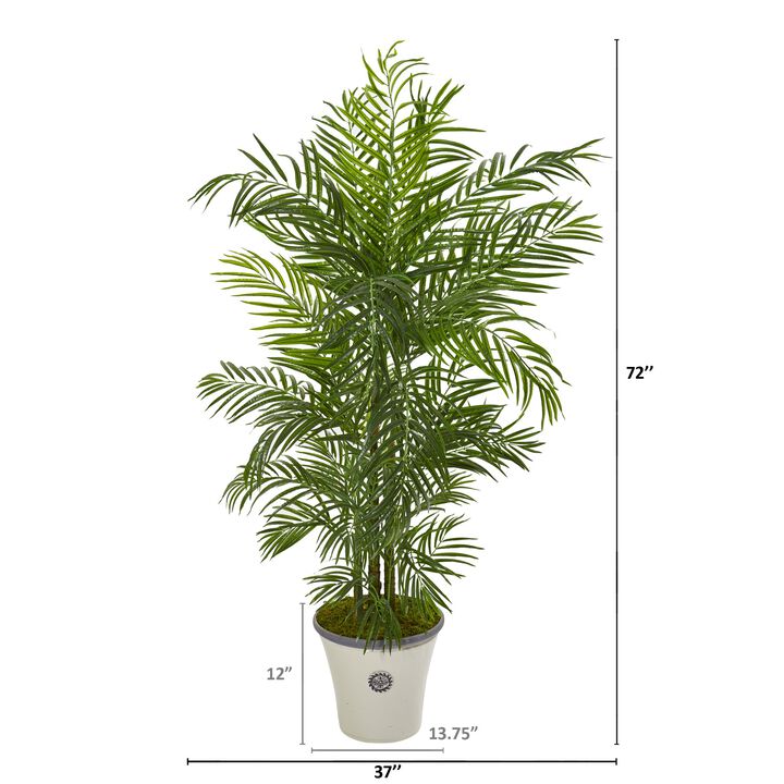 HomPlanti 6 Feet Areca Palm Artificial Tree in Planter UV Resistant (Indoor/Outdoor)