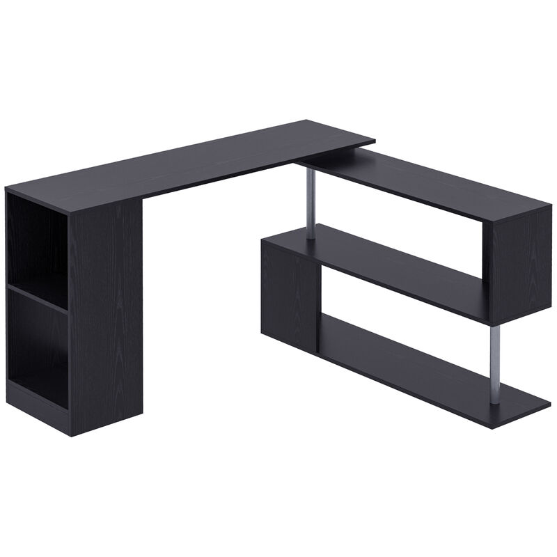 Hivvago Rotating Corner Computer Desk with 3-Tier Shelves image number 0