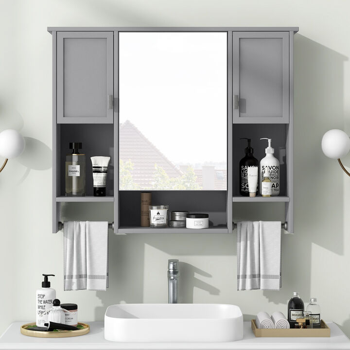 ELEMENT ACE Modern Wall Mounted Bathroom Storage Cabinet with Mirror and Towel Bar