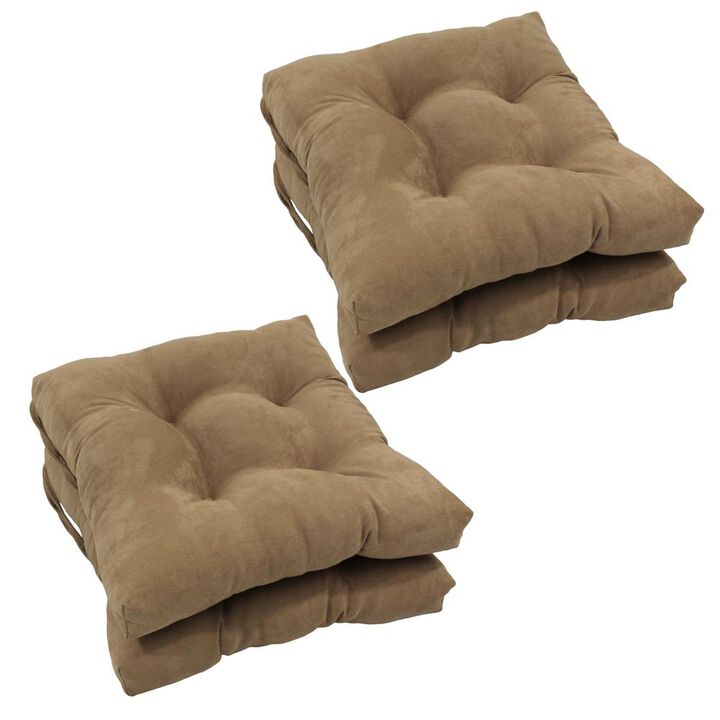 Blazing Needles 16-inch Solid Micro Suede Square Tufted Chair Cushions (Set of 4)