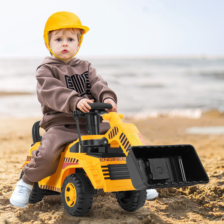 Kids Ride On Bulldozer Excavator Toy with Adjustable Bucket