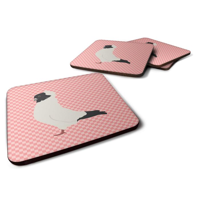 Caroline's Treasures Nun Pigeon Pink Check Decorative coasters, 3.5, Multicolor