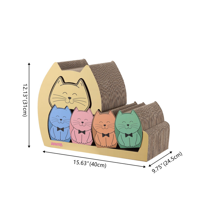 Kazoku Modern Cardboard 5-in-1 Family Cat Cave Scratcher with Catnip and Pull-Out Design