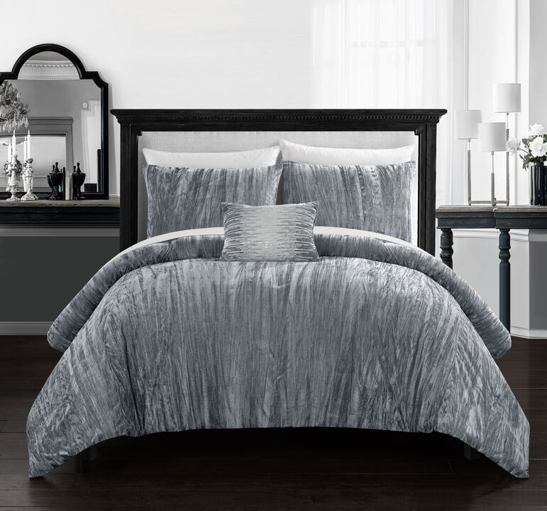 Chic Home Westmont 4 Piece Comforter Set Crinkle Crushed Velvet Bedding - Decorative Pillow Shams Included