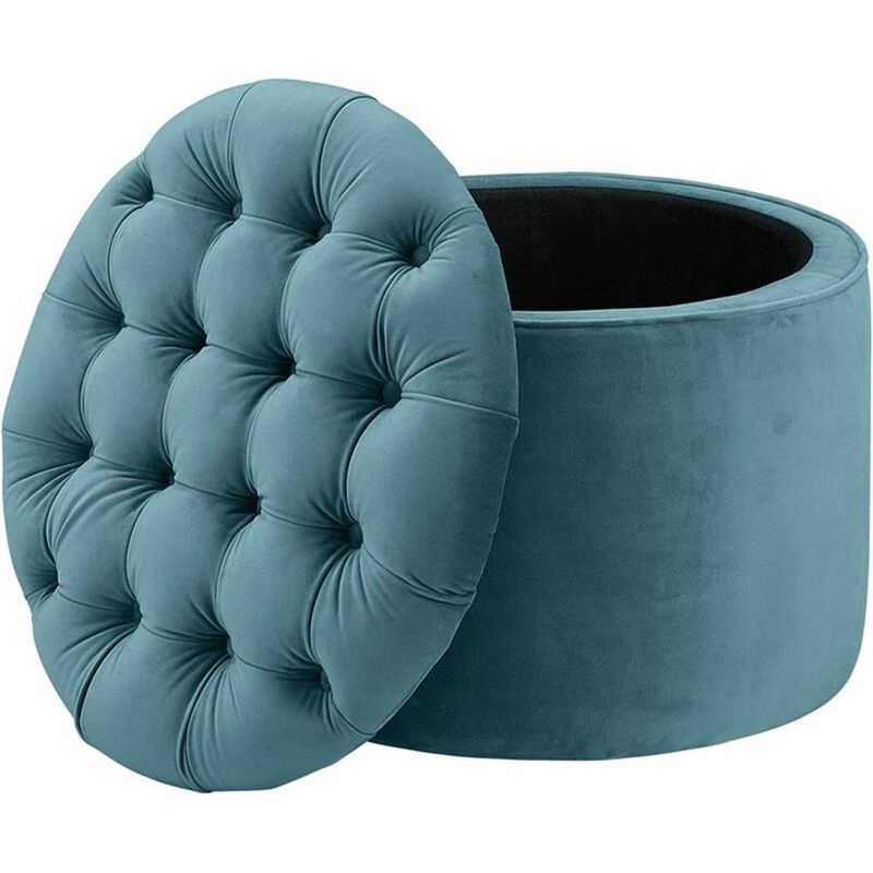 Tov Furniture Queen Sea Blue Velvet Storage Ottoman image number 4