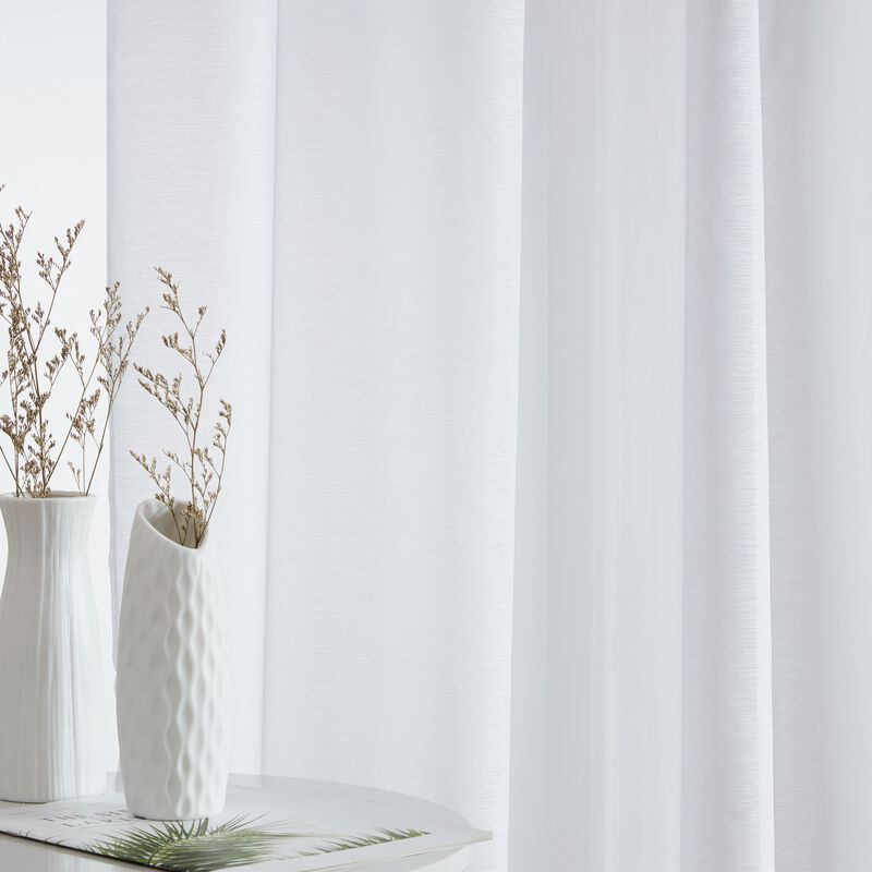THD Olivia Semi Sheer Light Filtering Transparent Tab Top Lightweight Curtains Drapery Panels for Bedroom, Dining Room & Living Room, 2 Panels