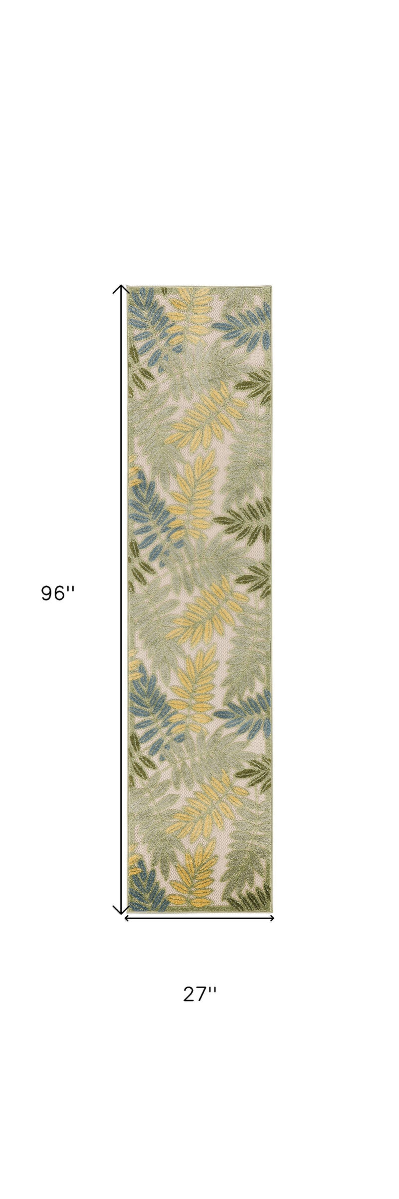 HomeRoots 8' Green Yellow And Blue Floral Indoor Outdoor Runner Rug image number 6