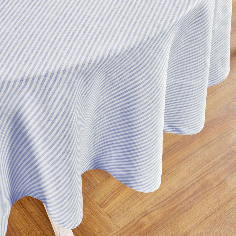 Solino Home 100% Pure Linen Round Tablecloth - Narrow Stripe