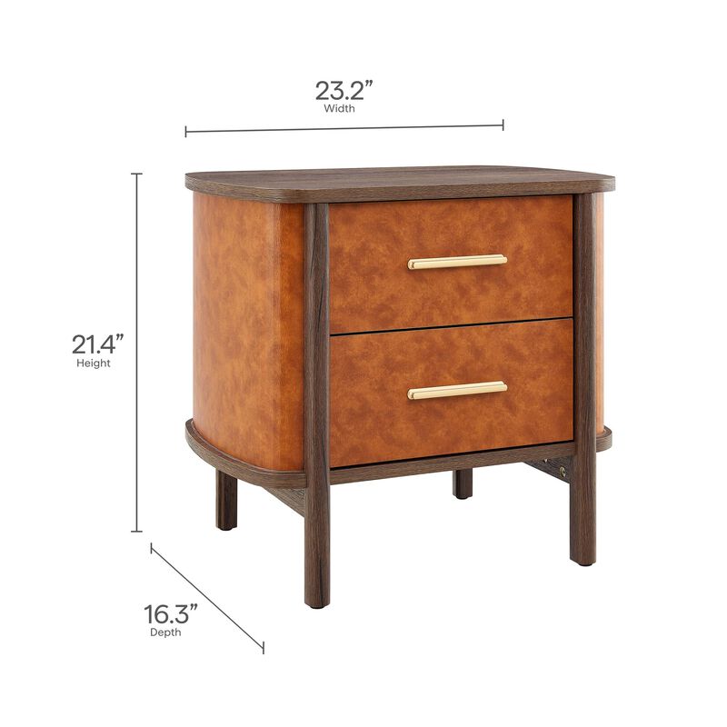 Coralie Curved Leather Nightstand with Drawers image number 2