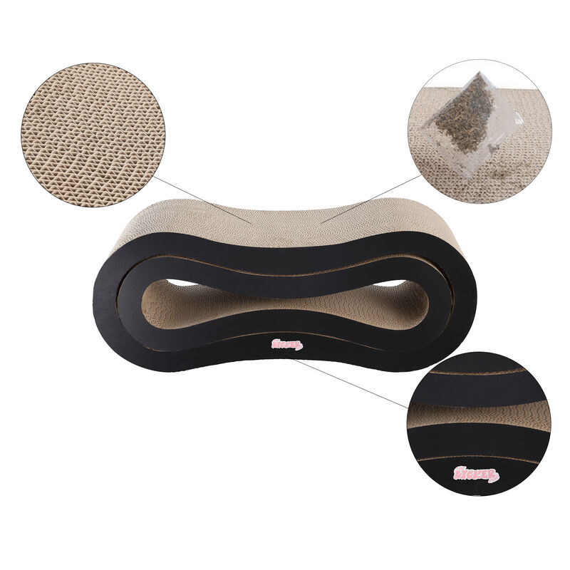 Suvi Modern Cardboard Infinity 2-in-1 Lounge Bed Cat Scratcher with Catnip