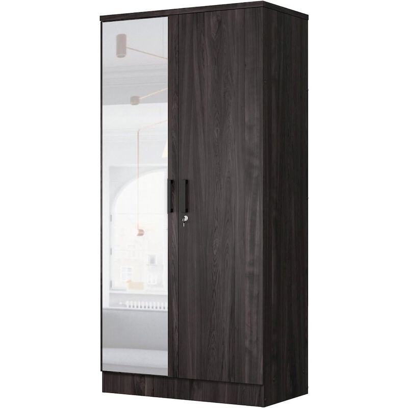 Two Door Armoire Wardrobe with Mirror